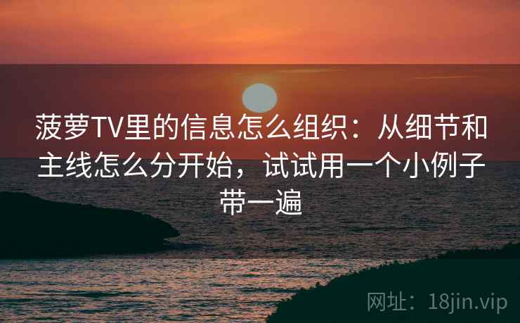 菠萝TV里的信息怎么组织：从细节和主线怎么分开始，试试用一个小例子带一遍